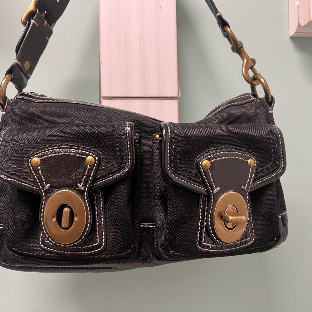 Coach Black Shoulder Bag with Gold Accents